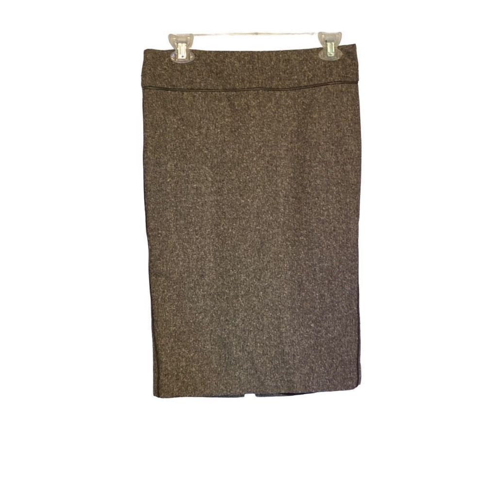 Zara Skirt Women's 6 Wool Blend Straight Skirt, Faux Leather Trim, Slit,‎ Zipper